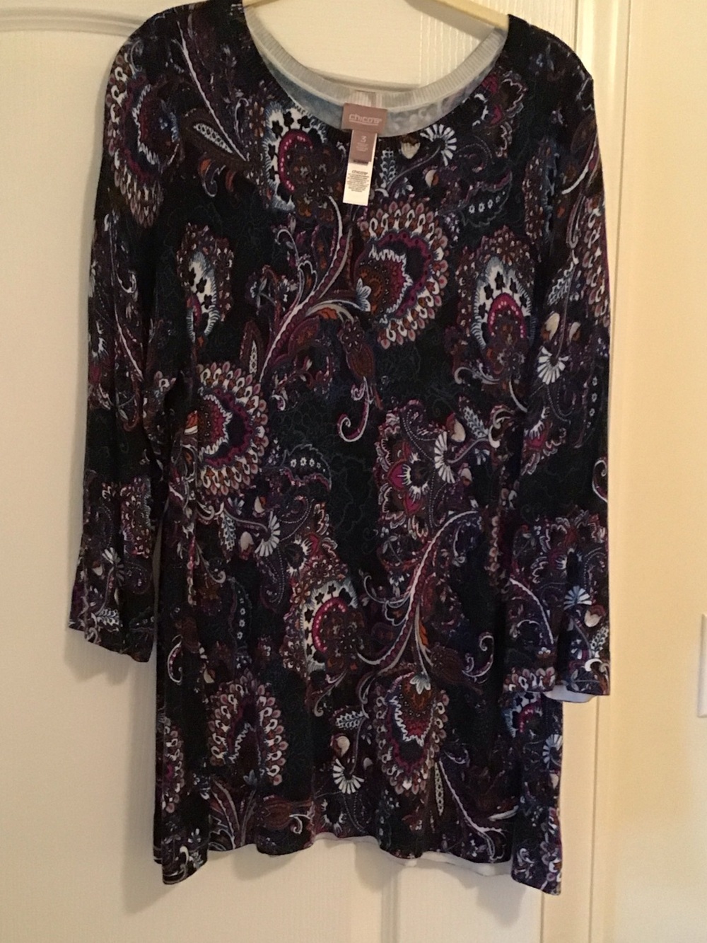 Chico’s Black Paisley Sweater XL